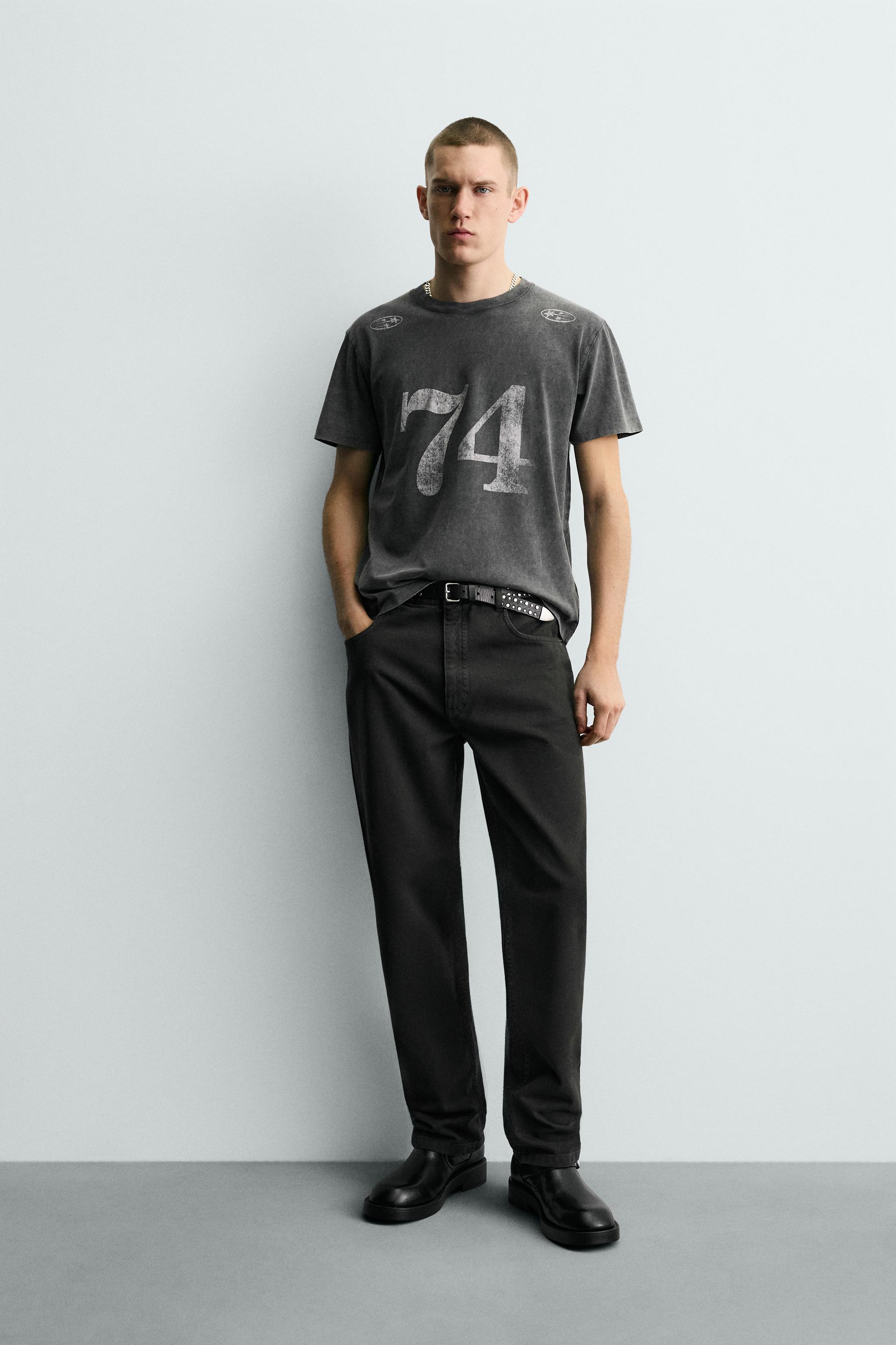 T-SHIRT LAVÉ À IMPRIMÉS COMBINÉS